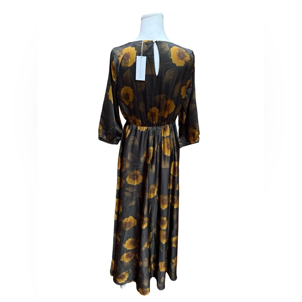 Baltic Born Paula Satin Maxi Dress Deep Brown Floral Size Small NWT - Picture 6 of 11